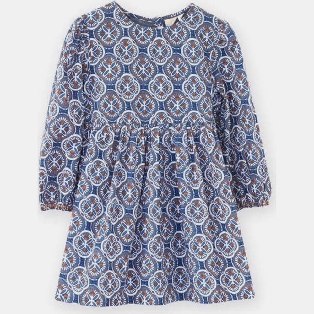 Beet World Phoebe‎ Dress Blue Mosaic Girls 5-6Y Long Sleeve NWT